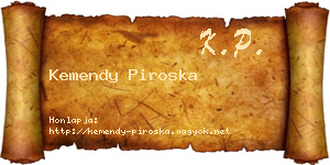 Kemendy Piroska névjegykártya